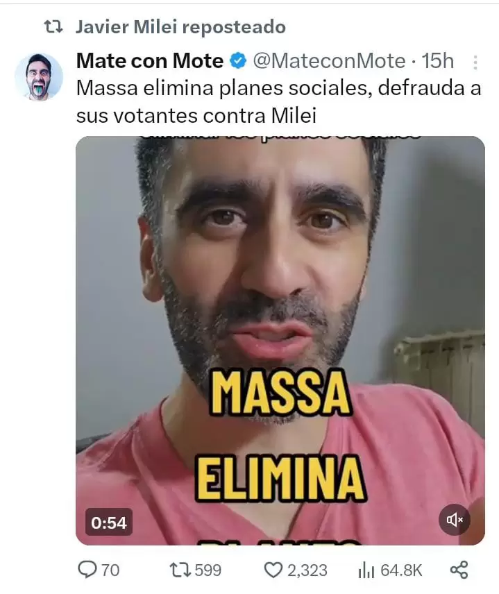 Tweet video falso sobre las nuevas normativas de Sergio Massa