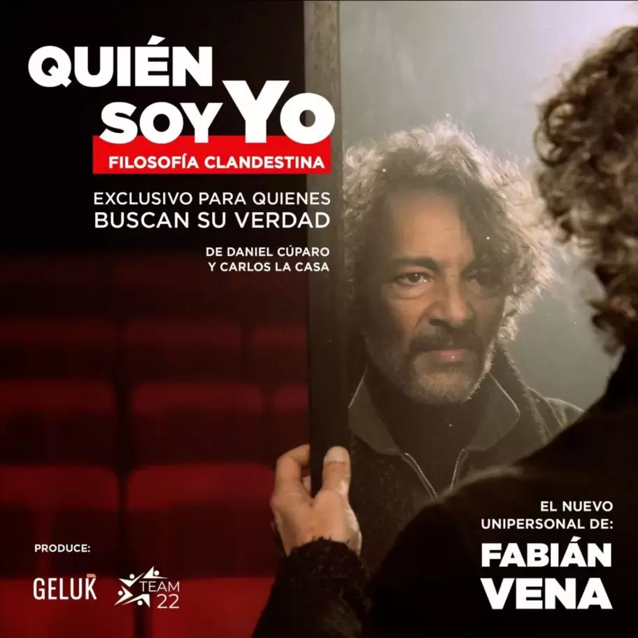 El afiche promocional de Quien soy yo. Filosofía clandestina, el nuevo unipersonal de Fabián Vena.