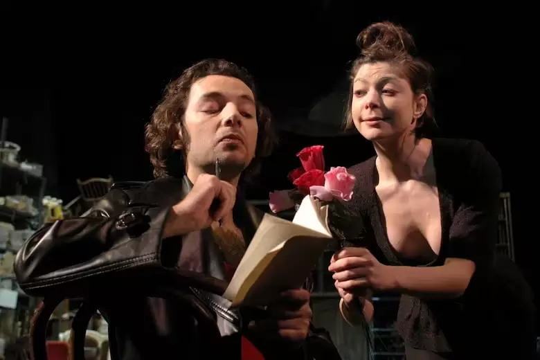 Fabián Vena y Malena Figó en 2005, cuando hacían La resistible ascensión de Arturo Ui en el Teatro San Martín.