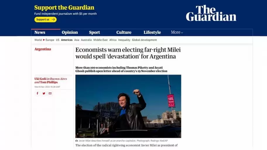 The Guardian: más de 100 economistas cuestionaron a Milei