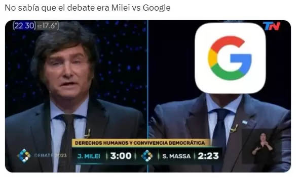 Los memes que dej el debate presidencial entre Sergio Massa y Javier Milei.