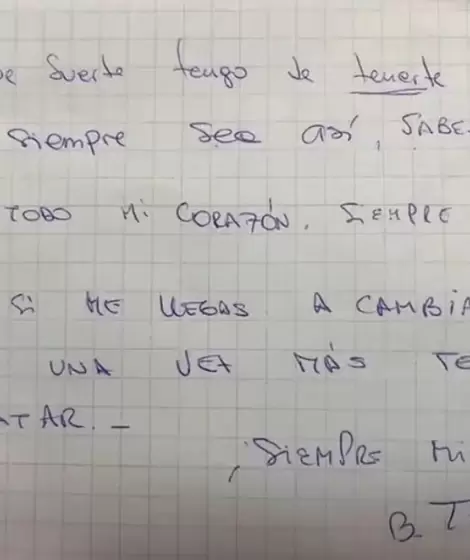 La carta que la docente acusada de abuso le escribi a uno de sus alumnos.