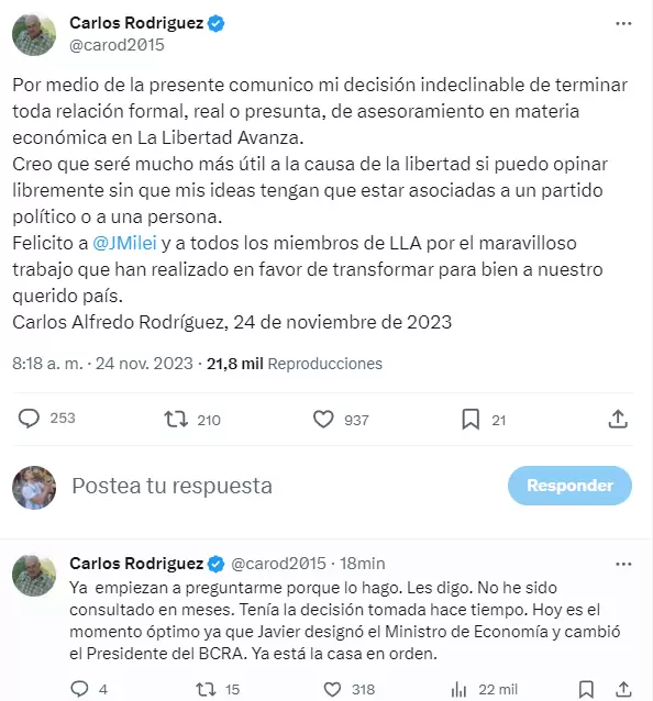 La renuncia de Carlos Rodrguez