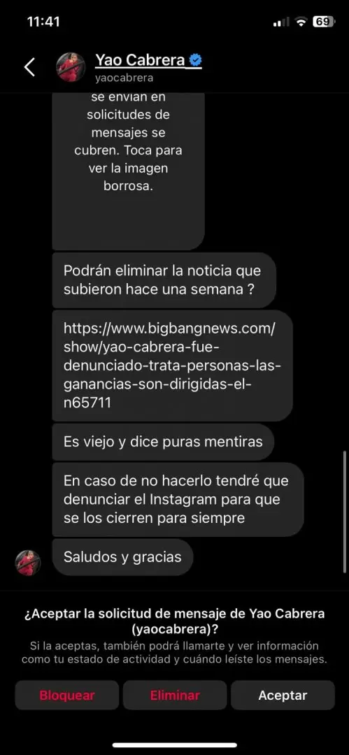 Las amenazas de Yao Cabrera a BigBang.