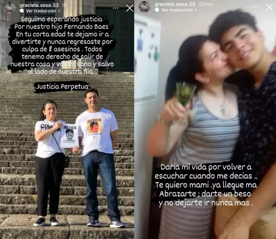 La historia de Instagram de la mamá de Fernando.