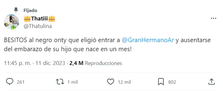 Tweet de  Thania Aguilera