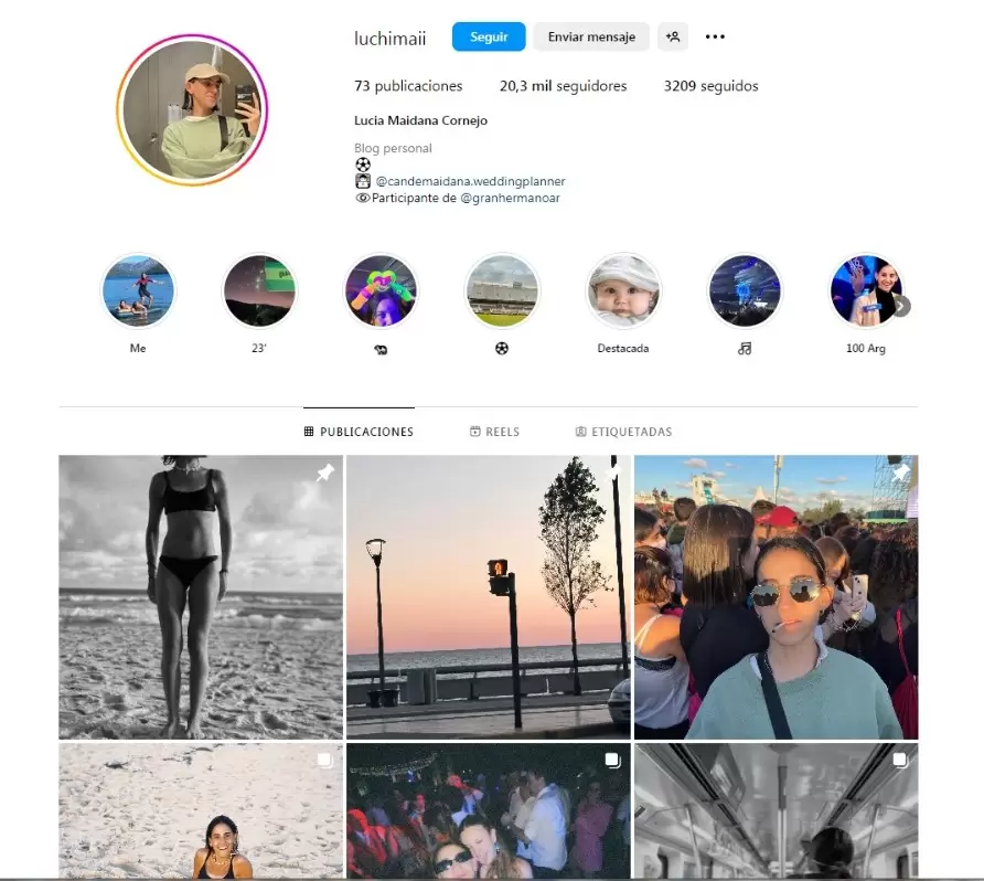 Perfil de Instagram de Luca Maidana.