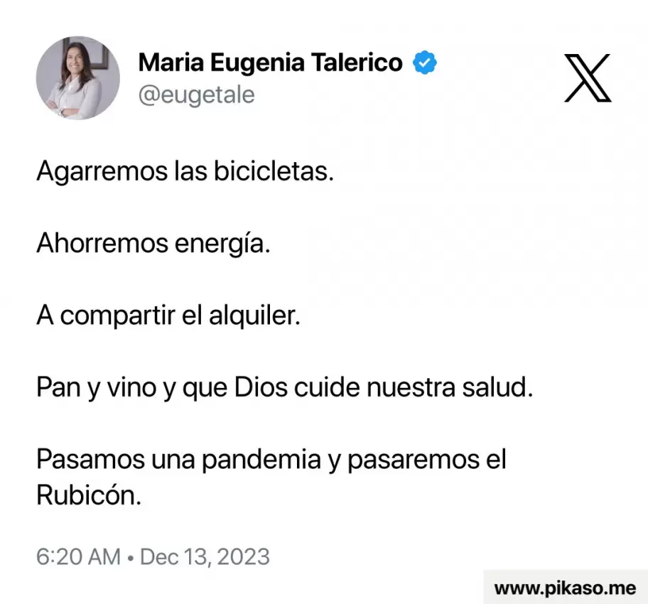 Tweet de Mara Eugenia Talerico