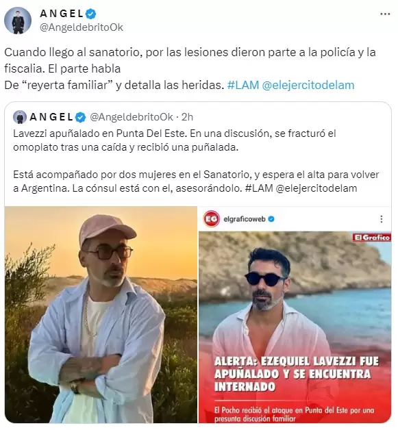 ngel de Brito es uno de los que dio por veraz la primera versin del apualamiento a Lavezzi.