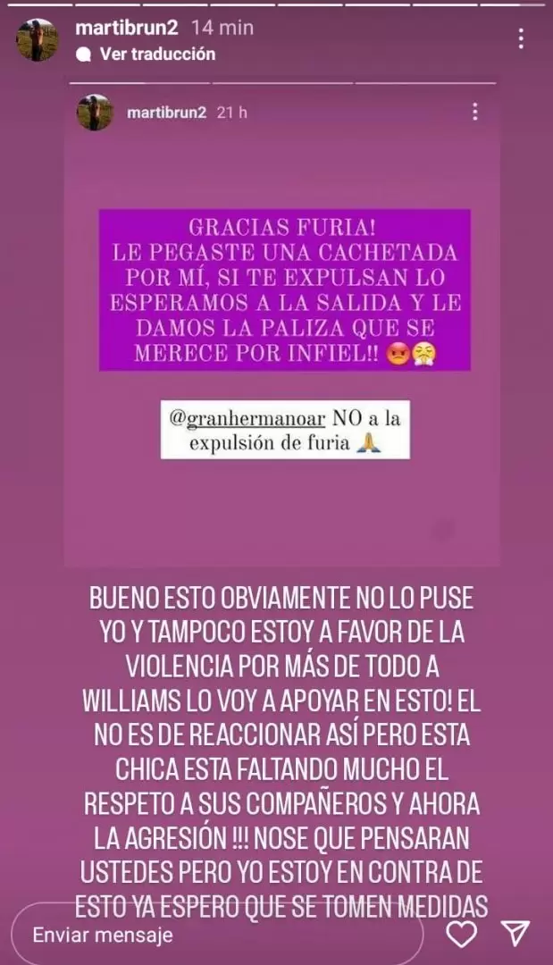 Descargo y desmentira de la novia de Williams Lpez.