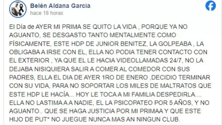 El descargo de la prima de Anabelia Ayala