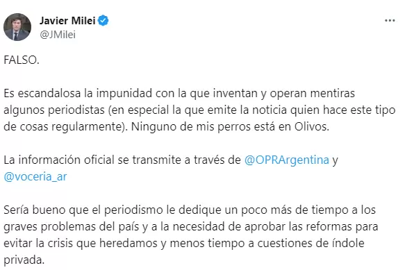 El descargo de Milei contra la periodista de LN+