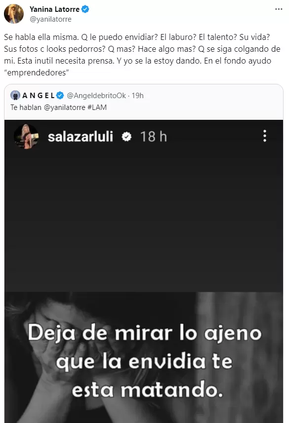 La feroz respuesta de Yanina al posteo de Luli poo