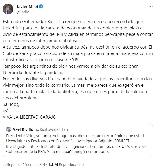 Javier Milei entr en una fake news de Axel Kicillof.