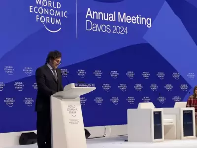 Javier Milei cuando ofreci su primer discurso en el Foro Econmico Mundial de Davos, en enero de 2024.