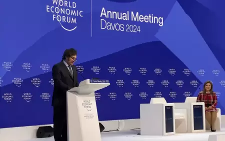 Javier Milei cuando ofreci su primer discurso en el Foro Econmico Mundial de Davos, en enero de 2024.