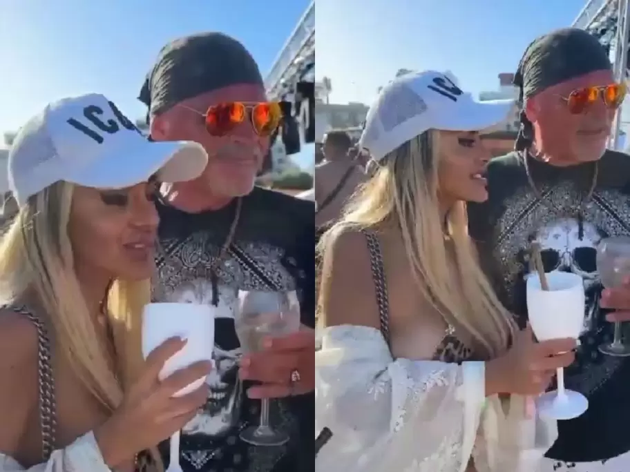 Besos y arrumacos entre Walter "Alfa" Santiago y Anto Pane, en una fiesta en Mar del Plata