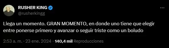 El tuit de Rusherking tras irse de un cumpleaos al que haba llegado Eugenia "La China" Surez con su nuevo novio, Lauty Gram