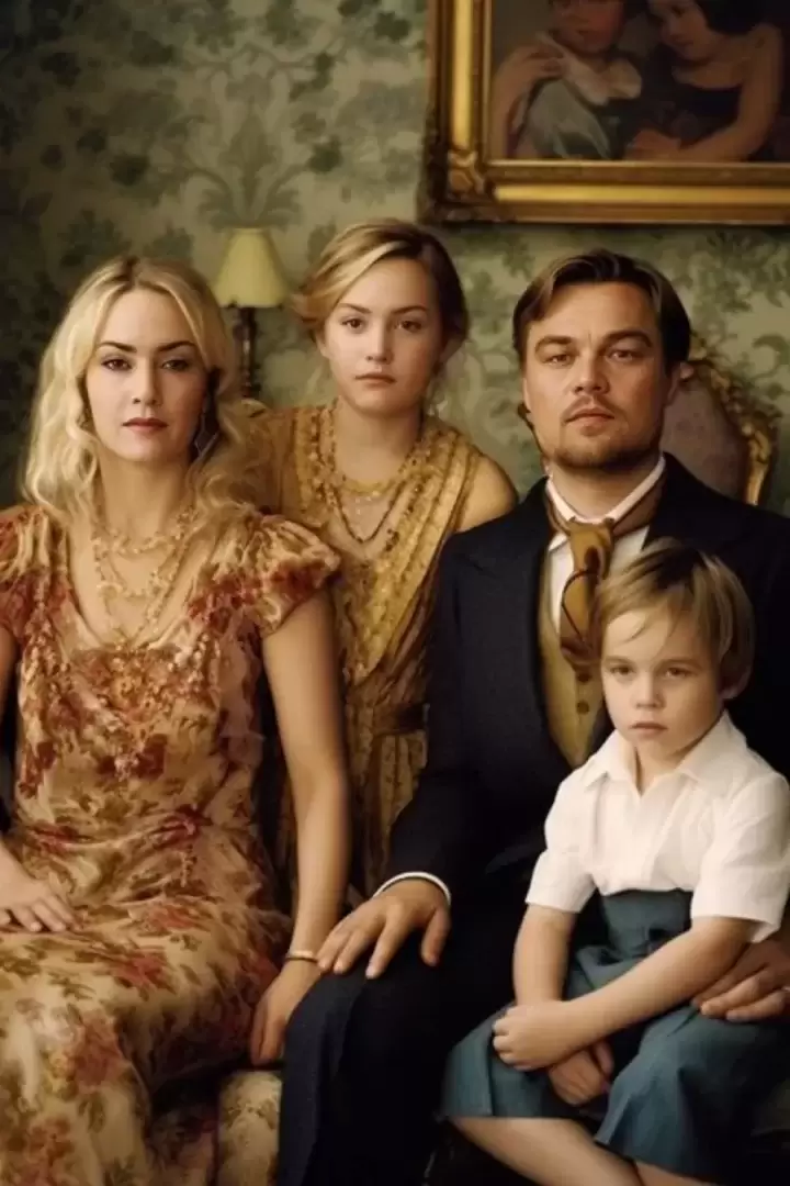 Familia de Leonardo Di Caprio y Kate Winslet creada con Inteligencia Artificial.