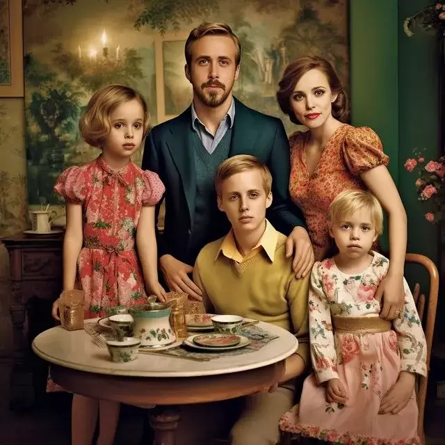 Familia de Rachel Mcadams y Ryan Gosling creada con Inteligencia artificial.