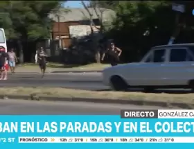 Dos delincuentes huyen luego de robar dos celulares en Gonz�lez Cat�n, y son registrados en vivo por Telefe.