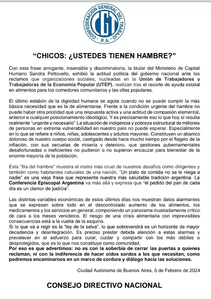 La dura advertencia de la CGT