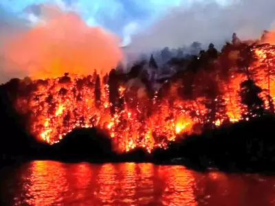 El lago Nahuel HUapi se prende fuego