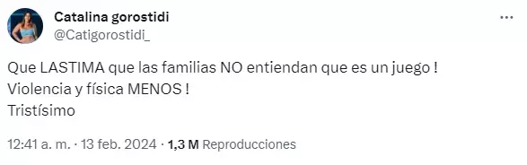 El tuit de Catalina Gorostidi donde denunci el maltrato de Sonia, la mam de Joel Ojeda.