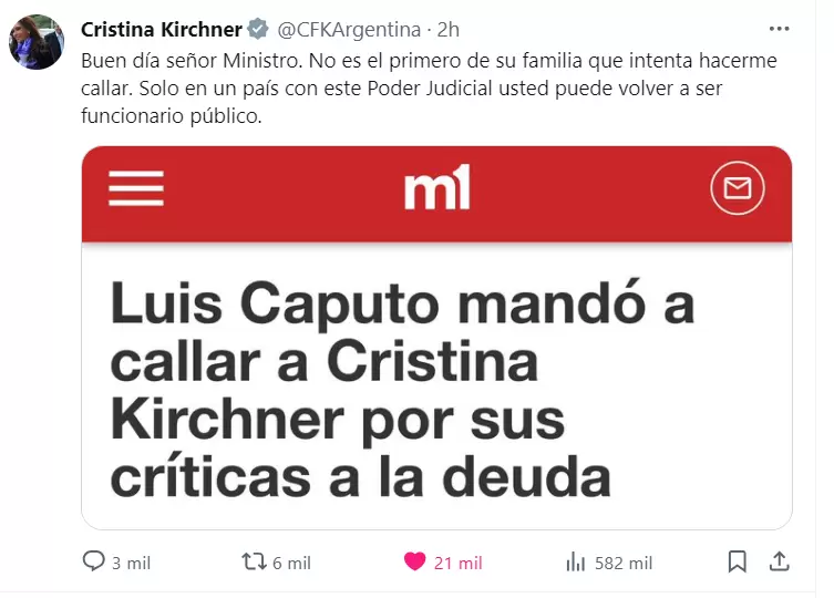 Posteo de CFK