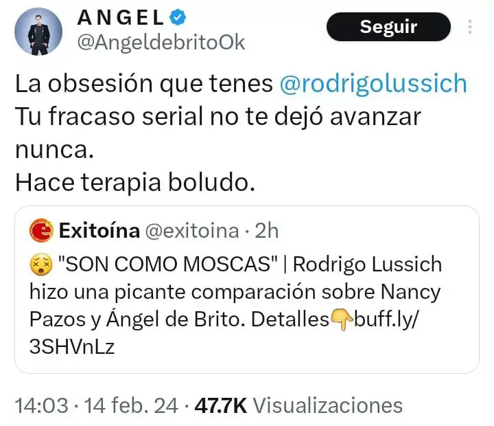 ngel De Brito le contest a Lussich: "Tu fracaso serial no te dej avanzar nunca".