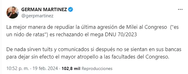 Diputados de UXP rechazaron la expresin "nido de ratas"