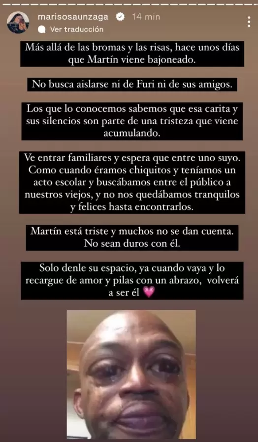 La historia de Marisol, la novia de Martn Ku, donde explica que l est deprimido porque extraa.