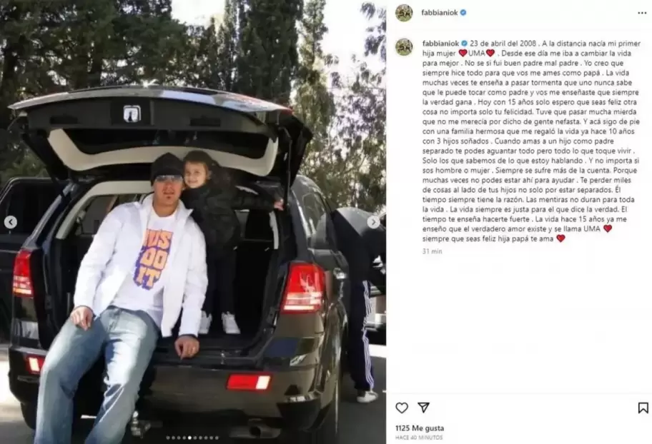 El polmico saludo del Ogro Fabbiani a su hija en el cumpleaos.