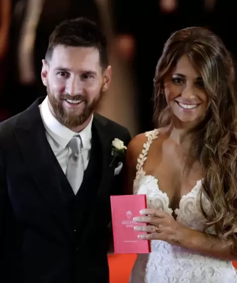 Lionel Messi y Antonella Roccuzzo el da que dieron el "s".