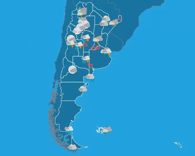 El mapa argentino par este fin de semana.