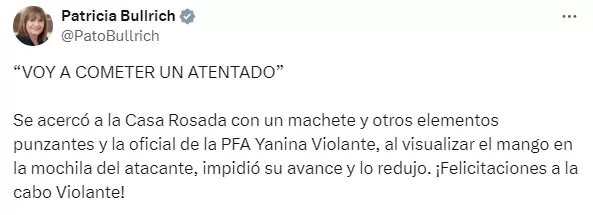 El mensaje de Bullrich