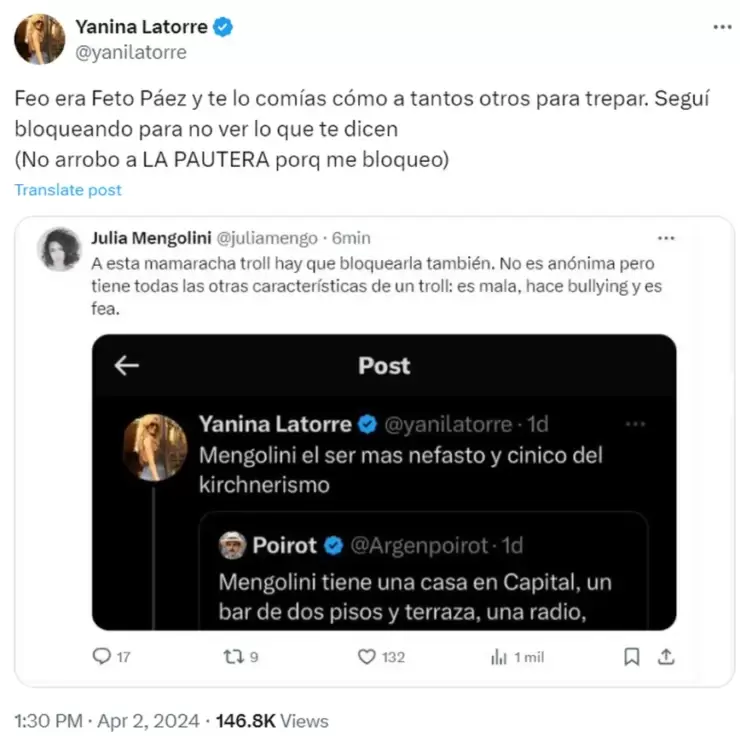 El ltimo tweet entre Latorre y Mengolini