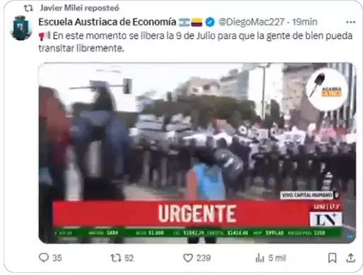 El retweet del Presidente desde Estados Unidos