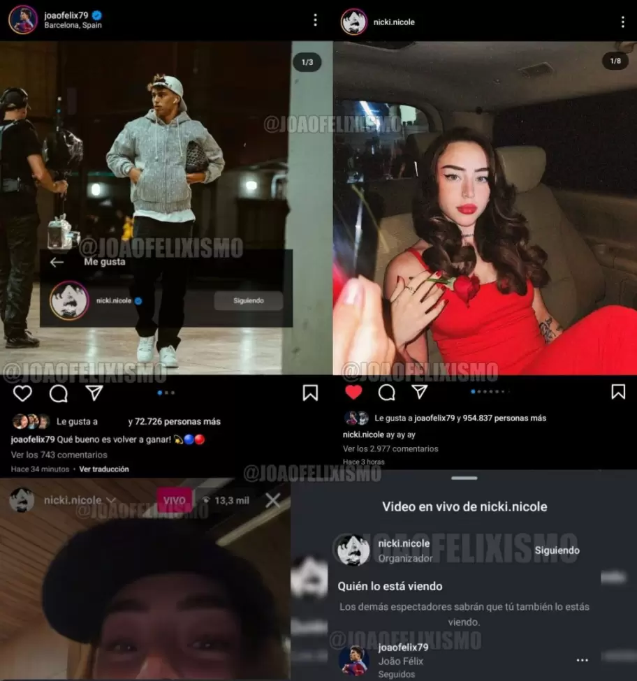 Nicki Nicole y Joao Flix interactuaron de manera muy segura en las redes sociales.