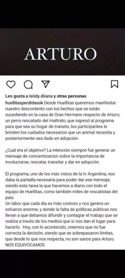 El refugio que rescat a Arturo pide que Gran Hermano lo devuelva debido a los constantes maltratos en la casa.