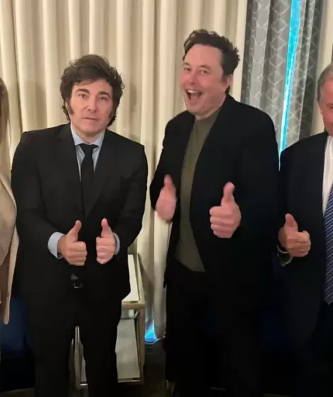 Karina y Javier Milei, Elon Musk y Gerardo Werthein