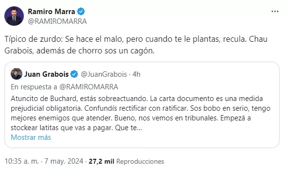Ramiro Marra y el tuit con el que cerr cruce virtual que tuvo con Juan Grabois.