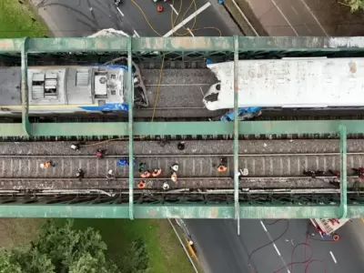 As se vio el choque del tren en la altura