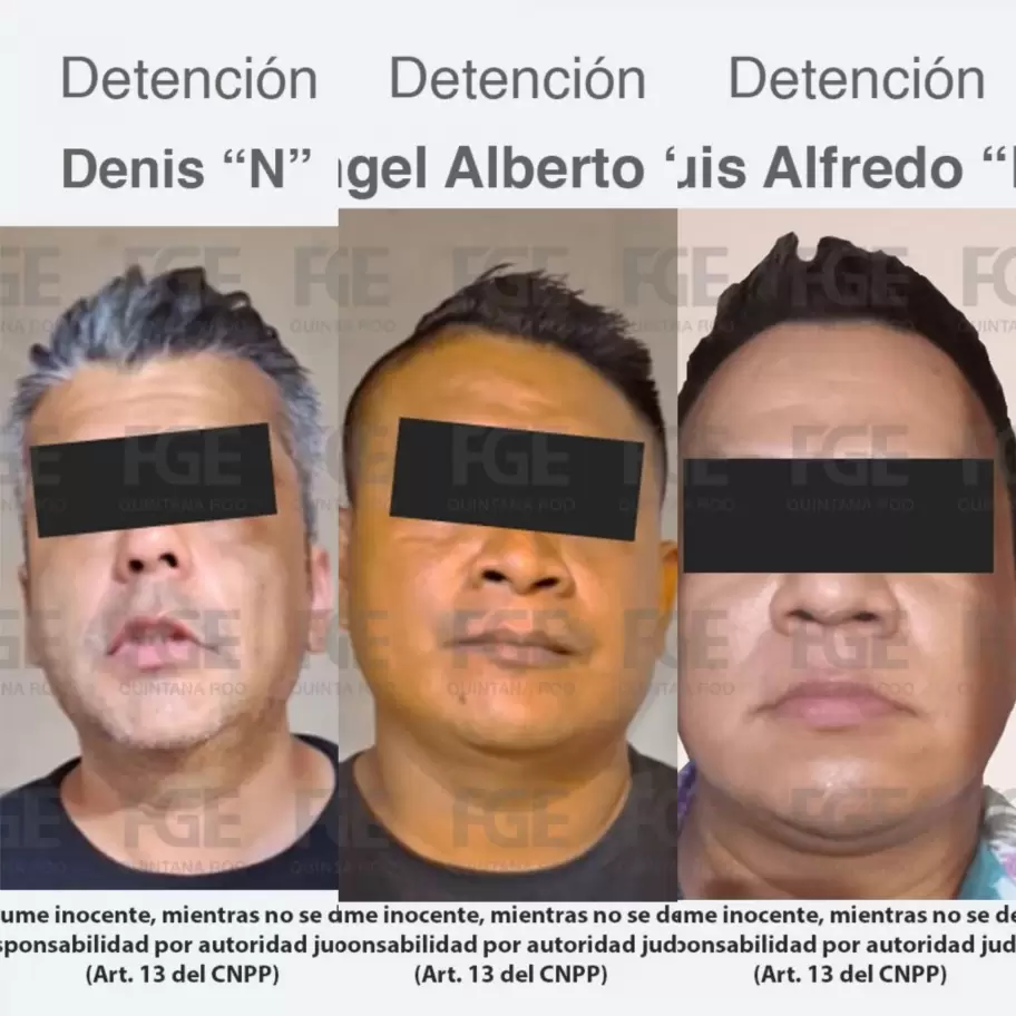 Los tres detenidos por trata de personas en Playa del Carmen, en el local donde tenan a 15 argentinas secuestradas.