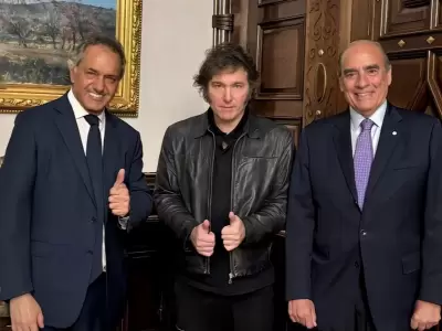 Daniel Scioli, Javier Milei y Guillermo Francos