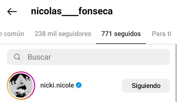 Nicols Fonseca sigue a Nicki Nicole en Instagram.