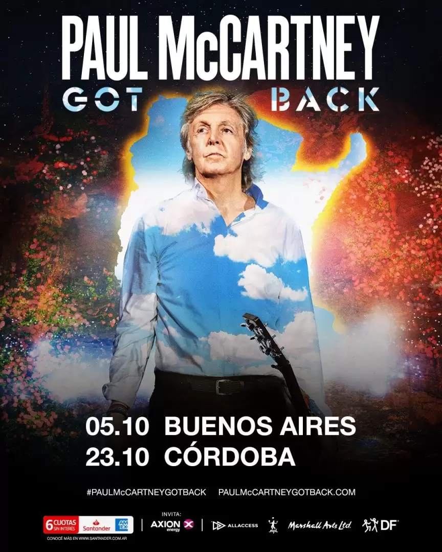 La grfica de los shows que ofrecer Paul McCartney en la Argentina en octubre.