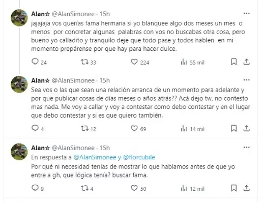 La defensa de Alan en Twitter.
