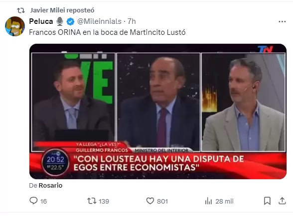 El retuit de Milei contra Lousteau