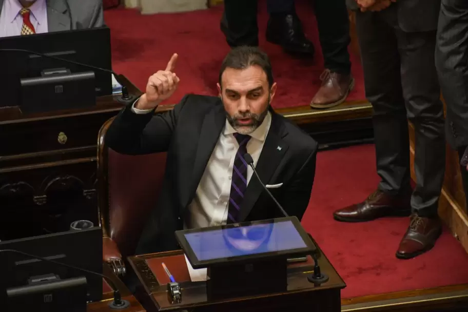 Ezequiel Atauche en el Senado durante el debate de la Ley Bases